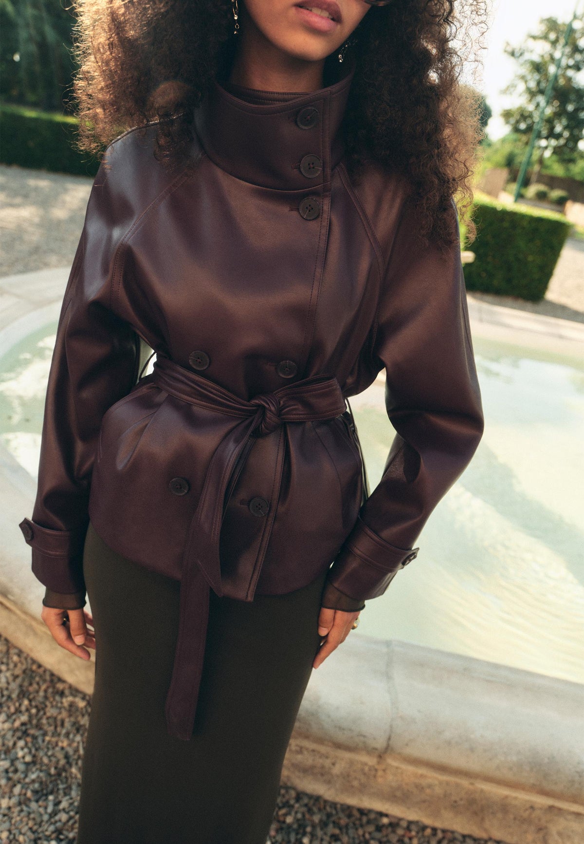 Hazel Leather Trench