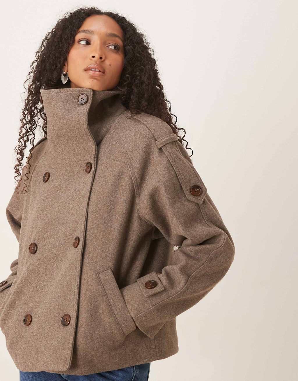 Fenella Funnel-Neck Coat