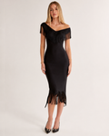 Onyx Fringe Midi Dress