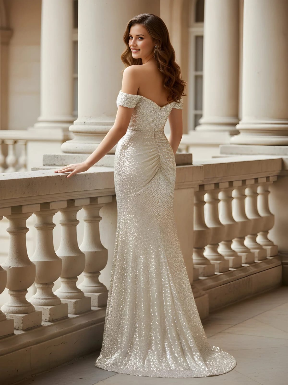 Silver Ruche Maxi Dress