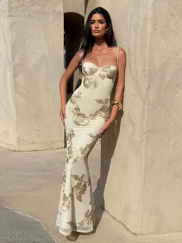 Flora Maxi Dress Beige