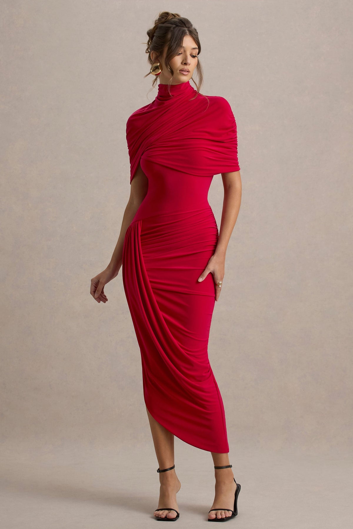 Twisted Cape Midi Dress